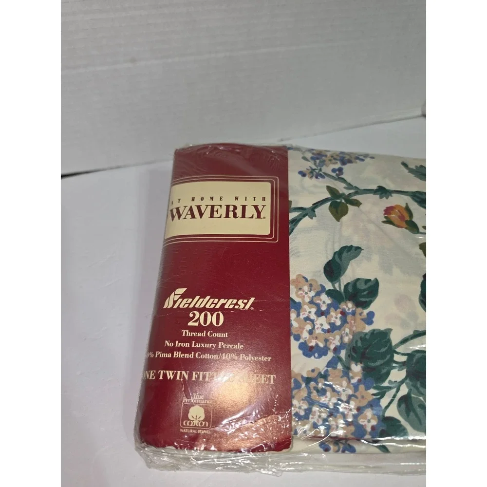 vintage Waverly Fieldcrest twin fitted sheet floral pattern NOS Sealed